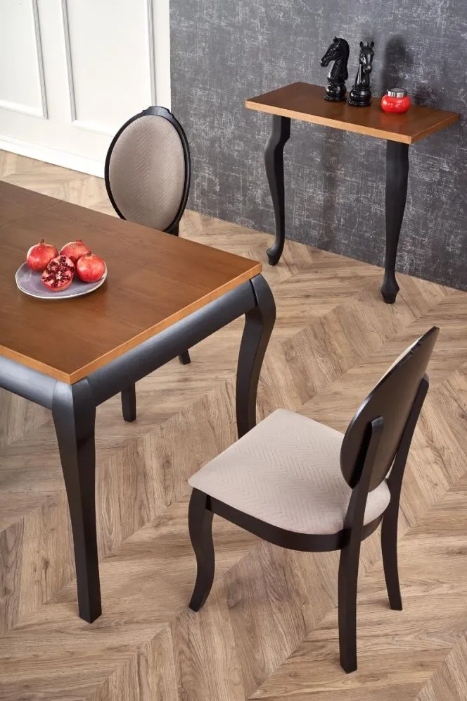 Stół rozkładany WINDSOR 160(240)x90 dąb/czarny w stylu ludwikowskim | MIRAT. styl LOFT