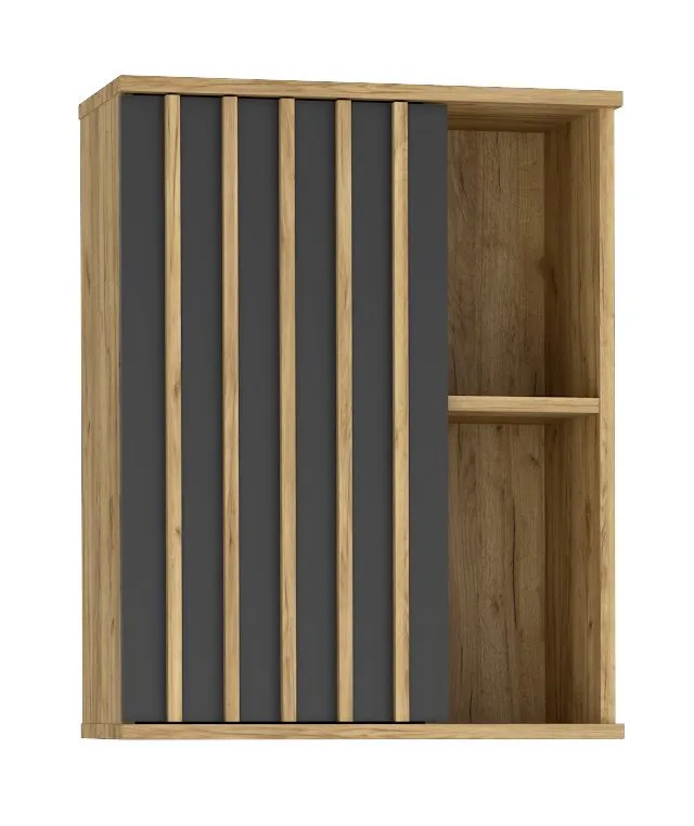 Meblościanka KALI 01 czarna/dąb craft w stylu loftowym I sklep meblowy MIRAT. styl LOFT, RYFLOWANY