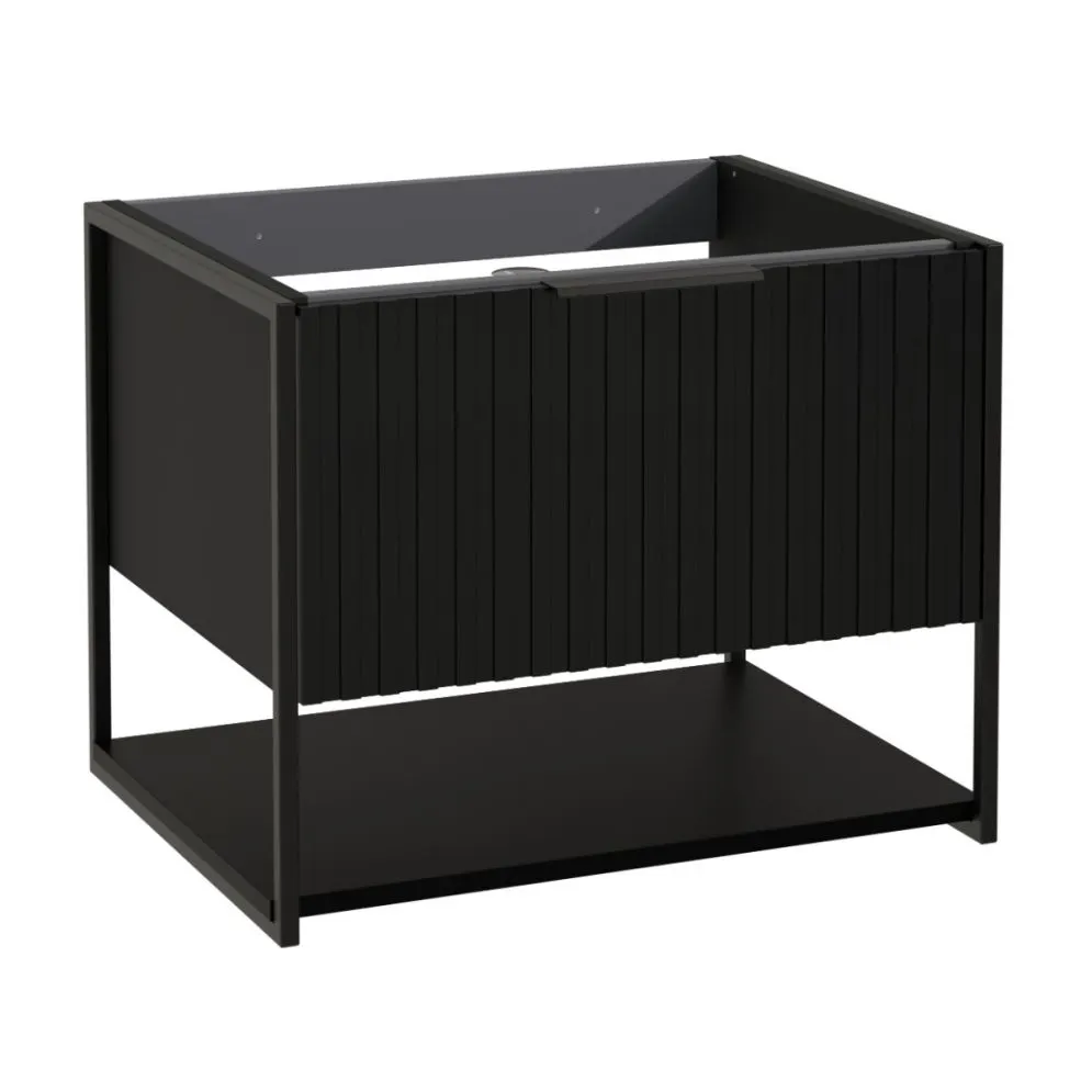 Szafka pod umywalkę TURF BLACK VINTAGE 60-1S 60cm czarna polskiej produkcji I sklep meblowy MIRAT. styl LOFT, RYFLOWANY kolekcja TURF