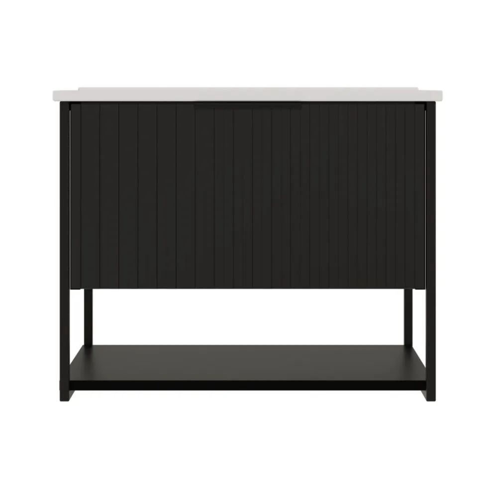 Szafka pod umywalkę TURF BLACK VINTAGE 60-1S 60cm czarna polskiej produkcji I sklep meblowy MIRAT. styl LOFT, RYFLOWANY kolekcja TURF