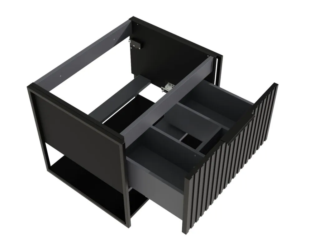 Szafka pod umywalkę TURF BLACK VINTAGE 60-1S 60cm czarna polskiej produkcji I sklep meblowy MIRAT. styl LOFT, RYFLOWANY kolekcja TURF