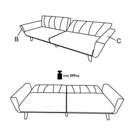 Sofa rozkładana LARIX szara na drewnianych nogach  I sklep meblowy MIRAT.