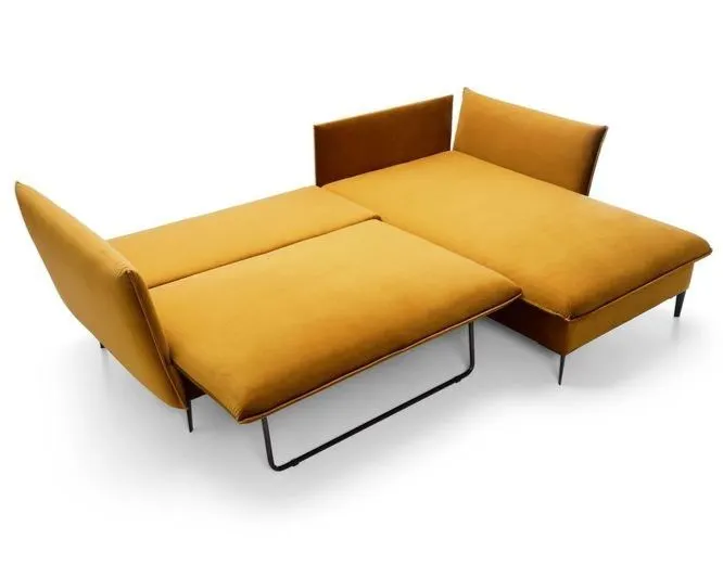 Narożnik z funkcją spania BOSS musztardowy komfortowy I sklep meblowy MIRAT.
