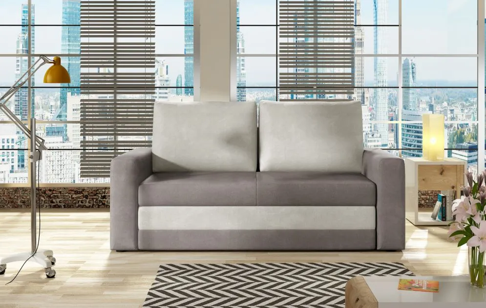 Sofa rozkładana z funkcją spania WAVE szara z pojemnikiem | MIRAT.