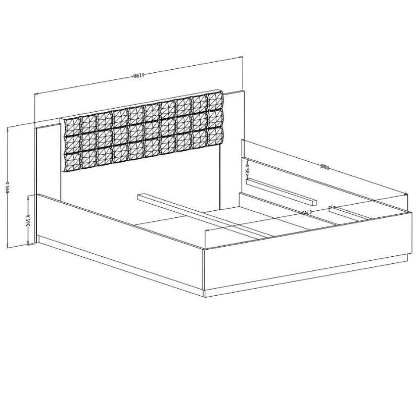 Łóżko SIGMA 180x200 dąb flagstaff srebrny/czarny mat z pojemnikiem I sklep meblowy MIRAT. styl LOFT, SKANDYNAWSKI