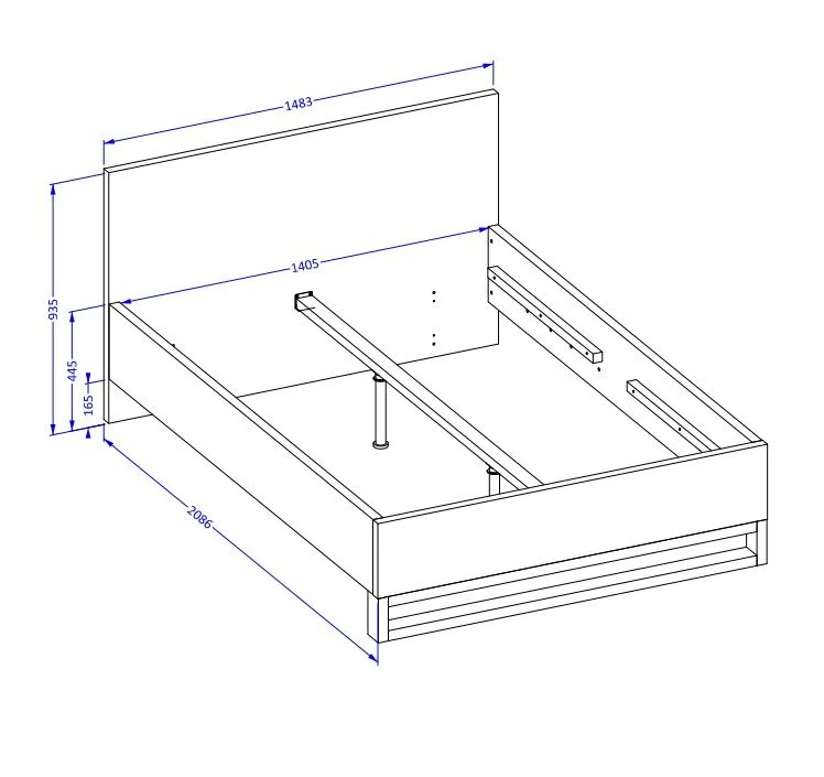 Łóżko HALLE 140x200 dąb wotan mat/czarne z pojemnikiem I sklep meblowy MIRAT. styl LOFT, SKANDYNAWSKI