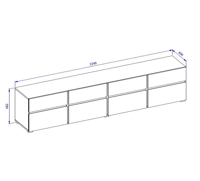 Szafka RTV CROSS 4K4S 225cm dąb wotan/czarna pod telewizor I sklep meblowy MIRAT. styl SKANDYNAWSKI kolekcja HV-CROSS