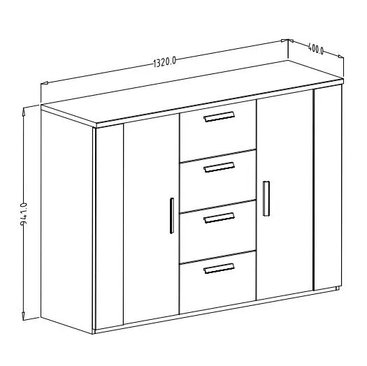 Komoda SIGMA 2D4S 132cm dąb flagstaff miedziany/czarny mat z szufladami I sklep meblowy MIRAT. styl LOFT