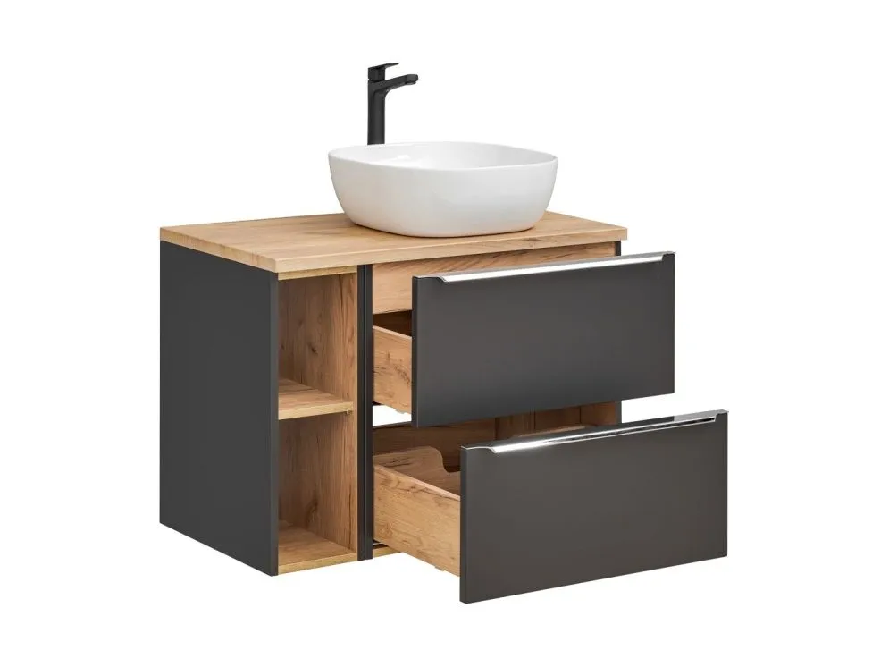 Nablatowa szafka pod umywalkę CAPRI 820 + CAPRI 810 czarna mat wisząca | MIRAT. w stylu kolekcja CAPRI