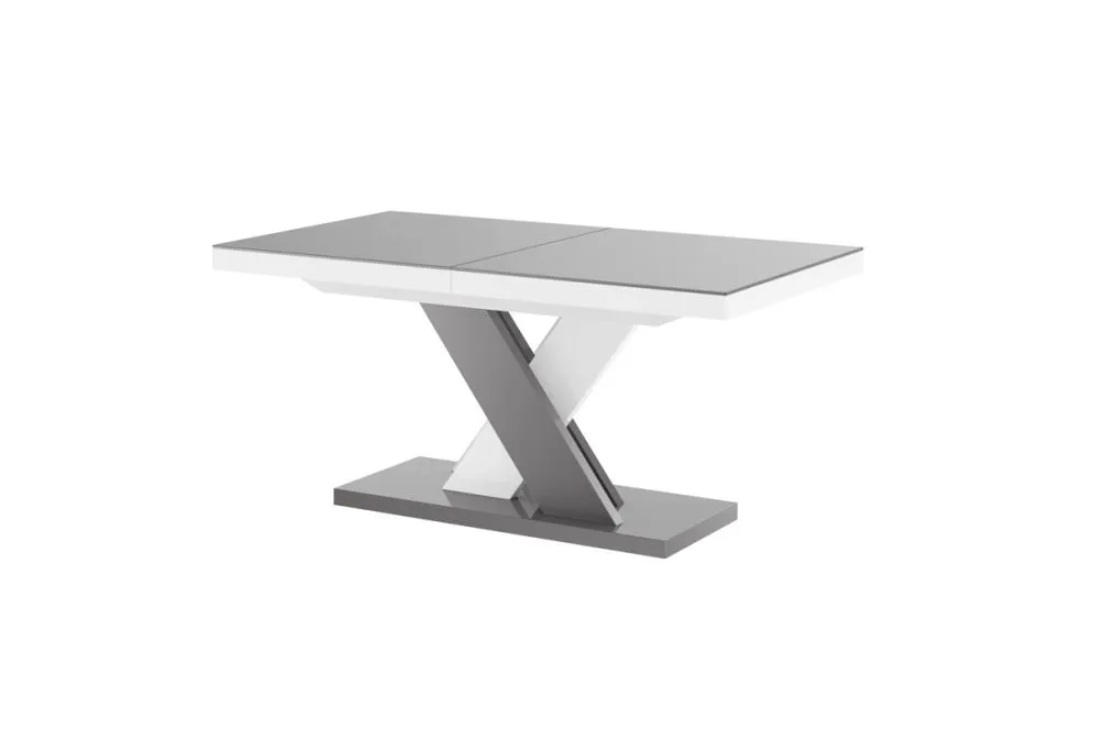 Stół XENON LUX szary połysk/biały połysk mix rozkładany designerski | MIRAT. w stylu kolekcja