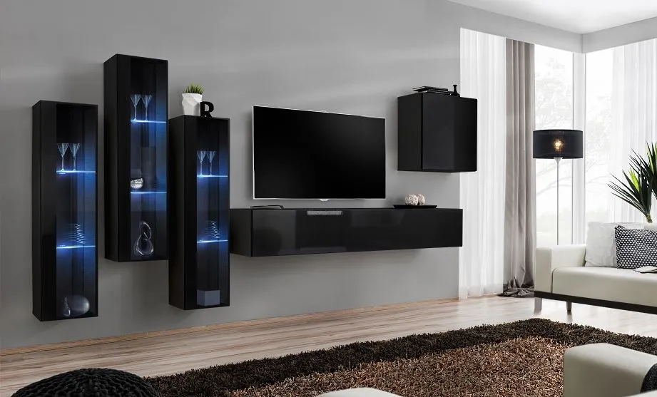 Meblościanka SWITCH XIII wisząca z przeszklonymi witrynami | MIRAT. w stylu kolekcja SWITCH