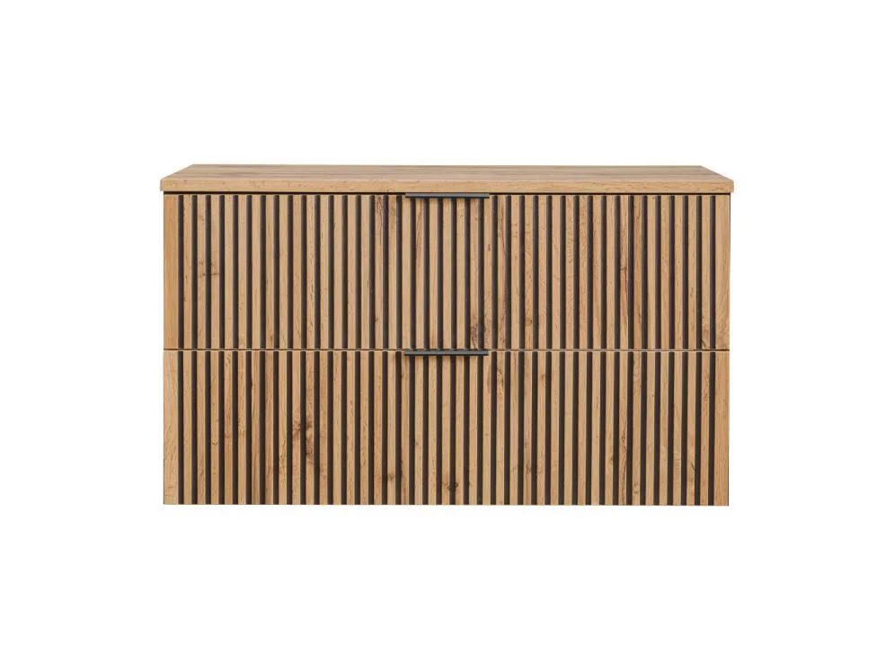 Szafka pod umywalkę XILO BLACK WOTAN 82 100cm czarna/dąb szeroka I sklep meblowy MIRAT. styl LOFT, RYFLOWANY