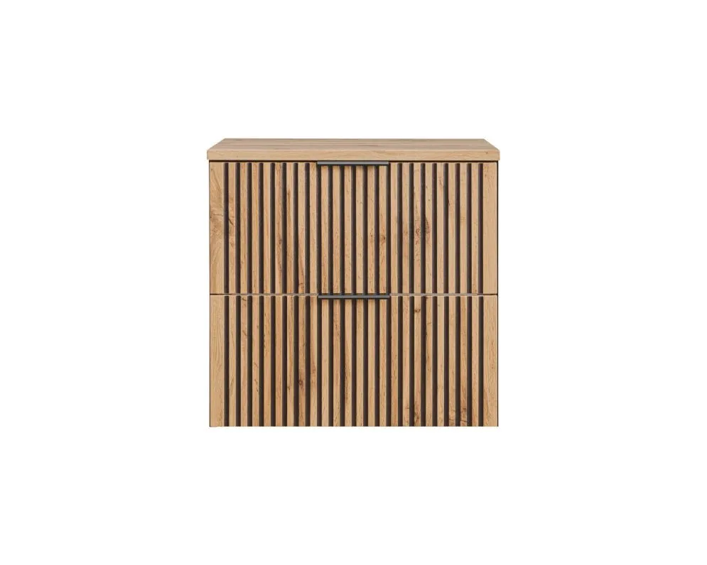 Szafka pod umywalkę BLACK WOTAN 82 60cm czarna/dąb ryflowane fronty I sklep meblowy MIRAT. styl LOFT, RYFLOWANY