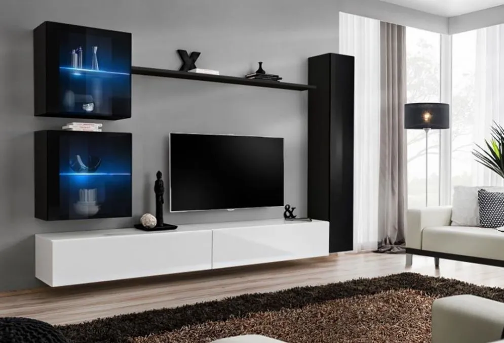 Meblościanka SWITCH XVIII wisząca nowoczesna na wysoki połysk | MIRAT. w stylu kolekcja SWITCH