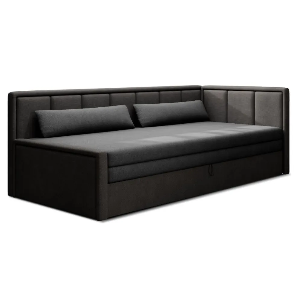 Elegancka sofa rozkładana z funkcją spania FULGEO czarna/szara prawa I sklep meblowy MIRAT.