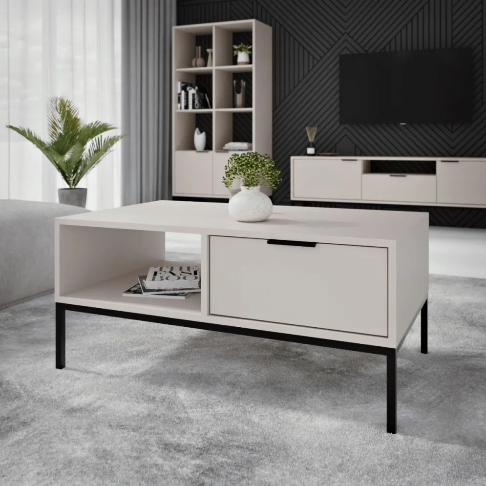 Stolik kawowy AUSTIN 100x60 kaszmir/czarny do salonu I sklep meblowy MIRAT. styl GLAMOUR