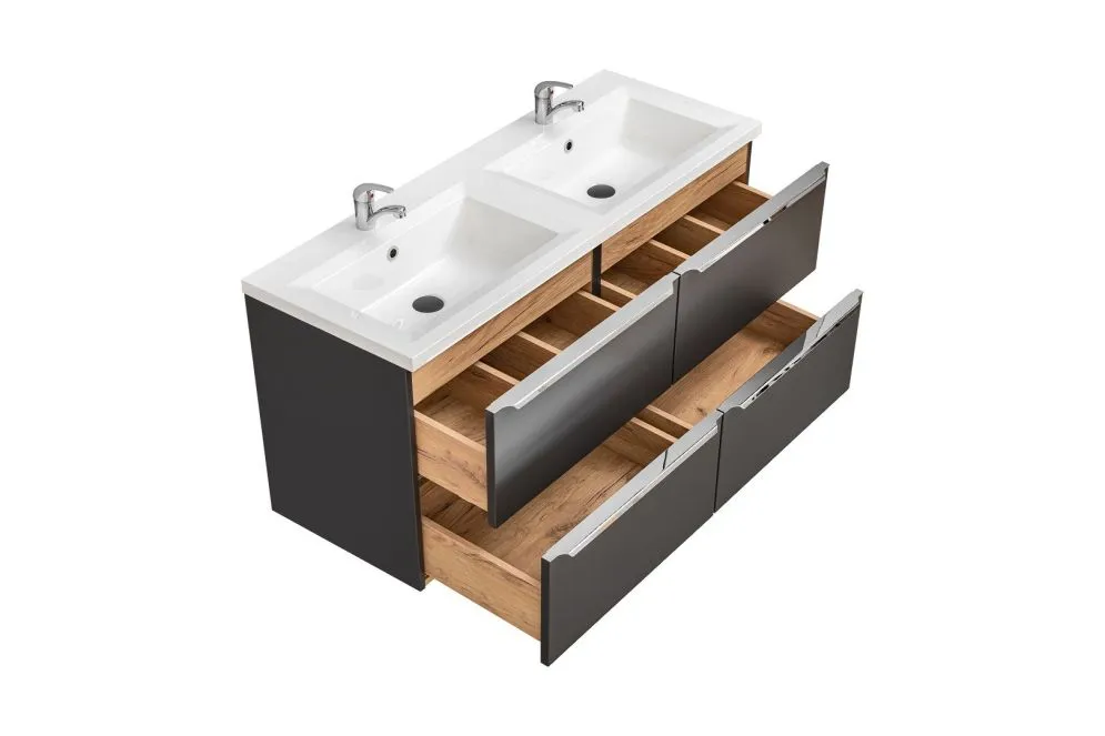Szafka pod umywalkę CAPRI 120 cm czarna mat wisząca | MIRAT. w stylu kolekcja CAPRI