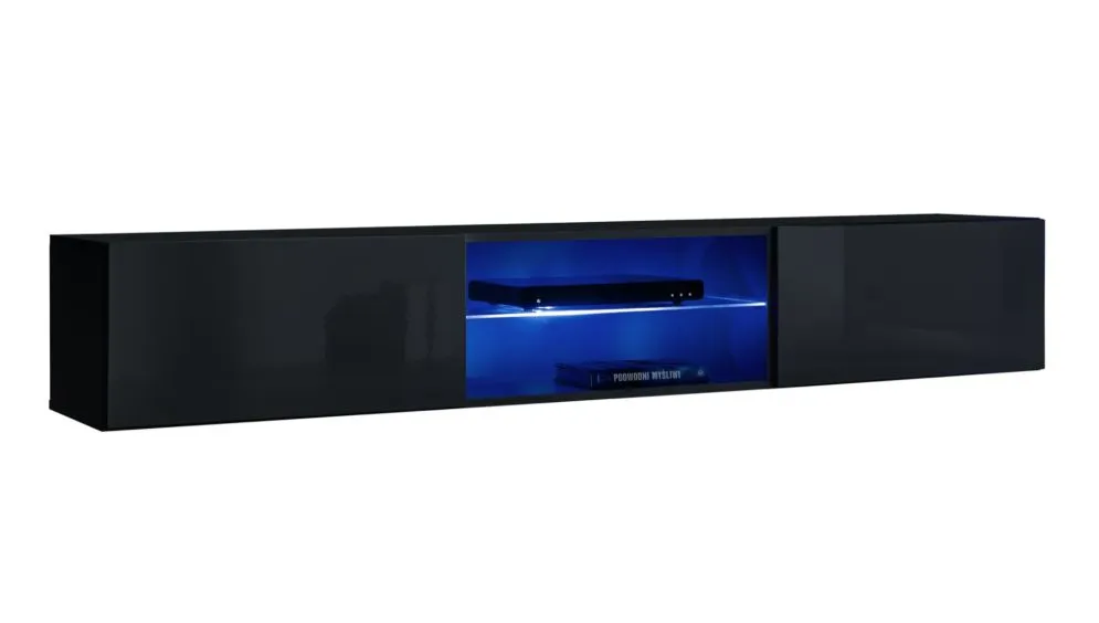 Meblościanka SWITCH MET VI czarny połysk do eleganckiego salonu | MIRAT. kolekcja SWITCH MET