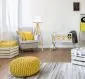 Lampa stojąca HOME 40 biała/złota/sosna na drewnianej podstawie | MIRAT.