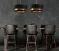 Lampa wisząca DOUBLE ELEGANT 40 czarna/złota z podwójnym abażurem | MIRAT.