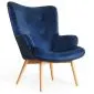 Fotel tapicerowany MOSS granatowy w welurze | MIRAT styl SKANDYNAWSKI, VINTAGE