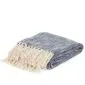 Pled bawełniany NORI niebieski z frędzlami 130x170 cm |MIRAT