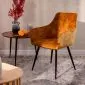 Krzesło tapicerowane SATORI musztardowe z przeszyciami | MIRAT styl LOFT