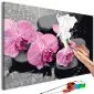 Obraz do samodzielnego malowania - Orchidea i kamienie zen (czarne tło) | MIRAT. w stylu kolekcja