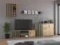 Meblościanka KALI 03 czarna/dąb craft z lamelami I sklep meblowy MIRAT. styl LOFT, RYFLOWANY
