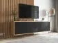 Szafka RTV NILA 4 150 dąb wotan/czarna mat z półkami | MIRAT. styl LOFT kolekcja NILA