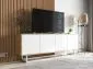Szafka RTV NILA 3 150 dąb wotan/biała mat z półkami | MIRAT. styl LOFT kolekcja NILA