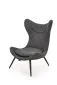Fotel do salonu ATLANTIS antracytowy tapicerowany tkaniną na metalowych nogach | MIRAT. styl LOFT