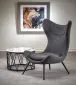 Fotel do salonu ATLANTIS antracytowy tapicerowany tkaniną na metalowych nogach | MIRAT. styl LOFT
