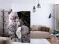 Parawan akustyczny Kwiaty 135x172 cm 3-częściowy czarny | MIRAT.