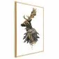 Plakat Leśny jeleń 21x30 cm z ramą złotą bez marginesu | MIRAT.