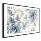 Plakat Turkusowe retro kwiaty 90x60 cm z ramą czarną z marginesem | MIRAT.