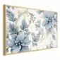 Plakat Turkusowe retro kwiaty 60x40 cm z ramą złotą bez marginesu | MIRAT.