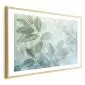 Plakat Miętowe liście 90x60 cm z ramą złotą z marginesem | MIRAT.
