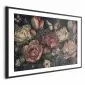 Plakat Kwiaty na turkusowym tle 30x21 cm z ramą czarną z marginesem | MIRAT.
