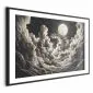 Plakat Księżyc wśród chmur 30x21 cm z ramą czarną z marginesem | MIRAT.