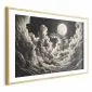 Plakat Księżyc wśród chmur 30x21 cm z ramą złotą z marginesem | MIRAT.