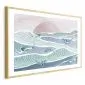 Plakat Ryby na falach 60x40 cm z ramą złotą z marginesem | MIRAT.