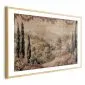 Plakat Śródziemnomorski krajobraz 60x90 cm z ramą złotą z marginesem | MIRAT.