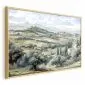 Plakat Pejzaż z polami 30x21 cm z ramą złotą bez marginesu | MIRAT.