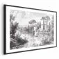 Plakat Pejzaż vintage 90x60 cm z ramą czarną z marginesem | MIRAT.