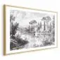 Plakat Pejzaż vintage 90x60 cm z ramą złotą z marginesem | MIRAT.