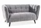 Szara welurowa sofa z pikowaniami na drewnianych nogach CASTELLO VELVET 2