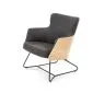 Fotel do salonu CHILLOUT ciemnoszary/naturalny na metalowej podstawie | MIRAT. styl KLASYCZNY