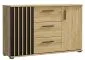 Komoda KALI 140 czarny/dąb craft ryflowane fronty I sklep meblowy MIRAT. styl LOFT, RYFLOWANY