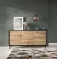 Komoda GALAXY 3D 154 cm czarna/dąb evoke I sklep meblowy MIRAT. styl LOFT kolekcja GALAXY PIASKI